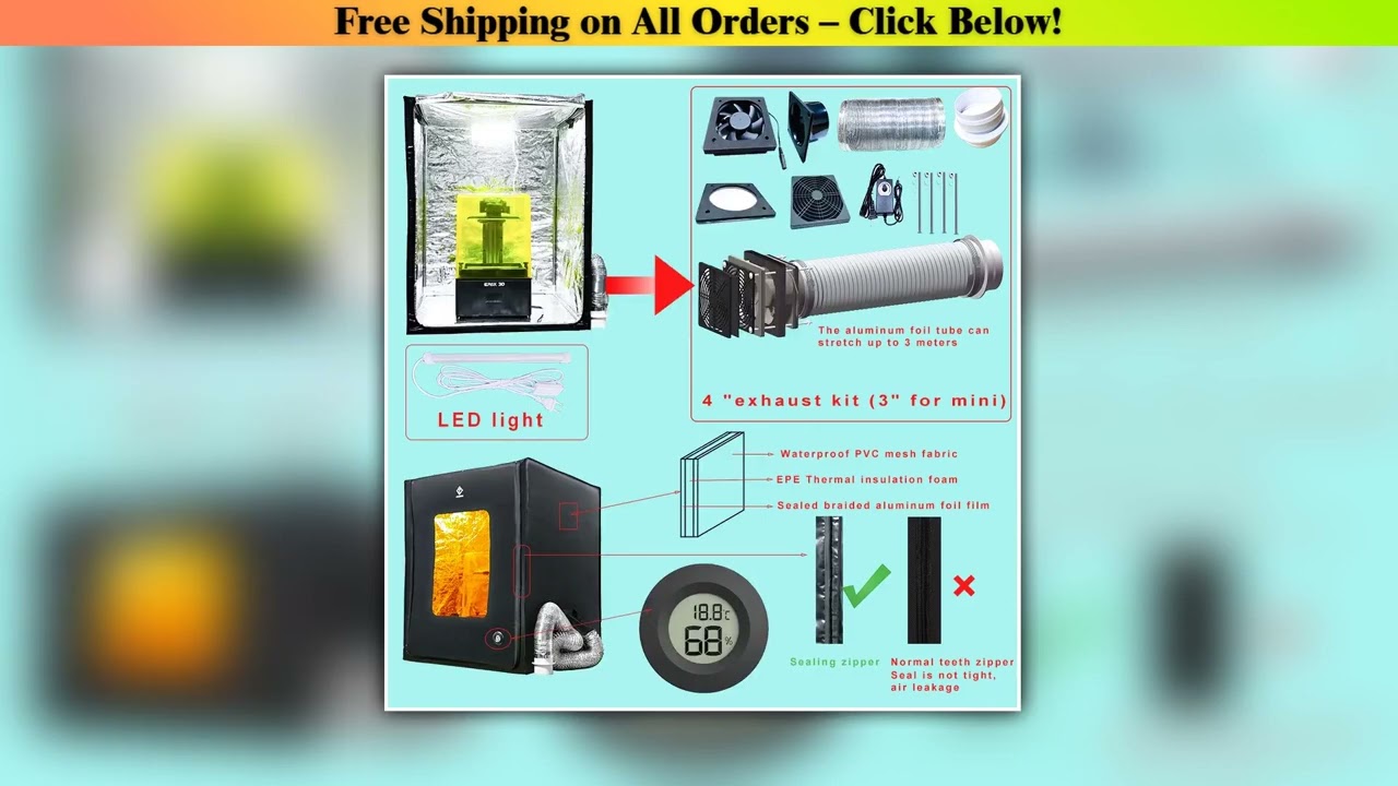 Resin Printer Enclosure  with Ventilation Fans, Multifunctional SLA/FDM Printer Vented Enclosure