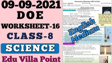Class 8 Science Worksheet 16 (09/09/2021) English medium| Class 8 Science  | Edu Villa Point