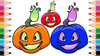 How to Draw Jack O' Lantern Halloween Coloring Pages for Kids Learn Colors for Children