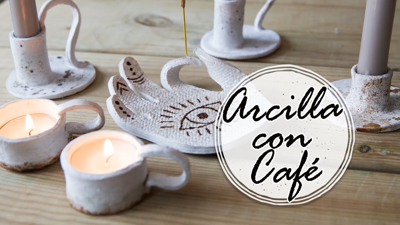 DIY CANDLE HOLDERS and INCENSE HOLDERS with air drying CLAY and COFFEE