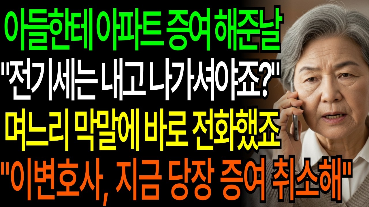 아들한테 아파트 증여 해준날 