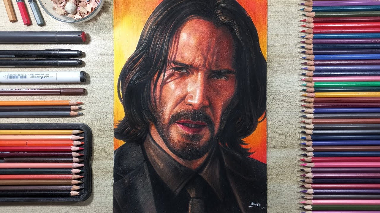 Graphite Drawing John Wick Drawing by Beatriz Chico  Fine Art America