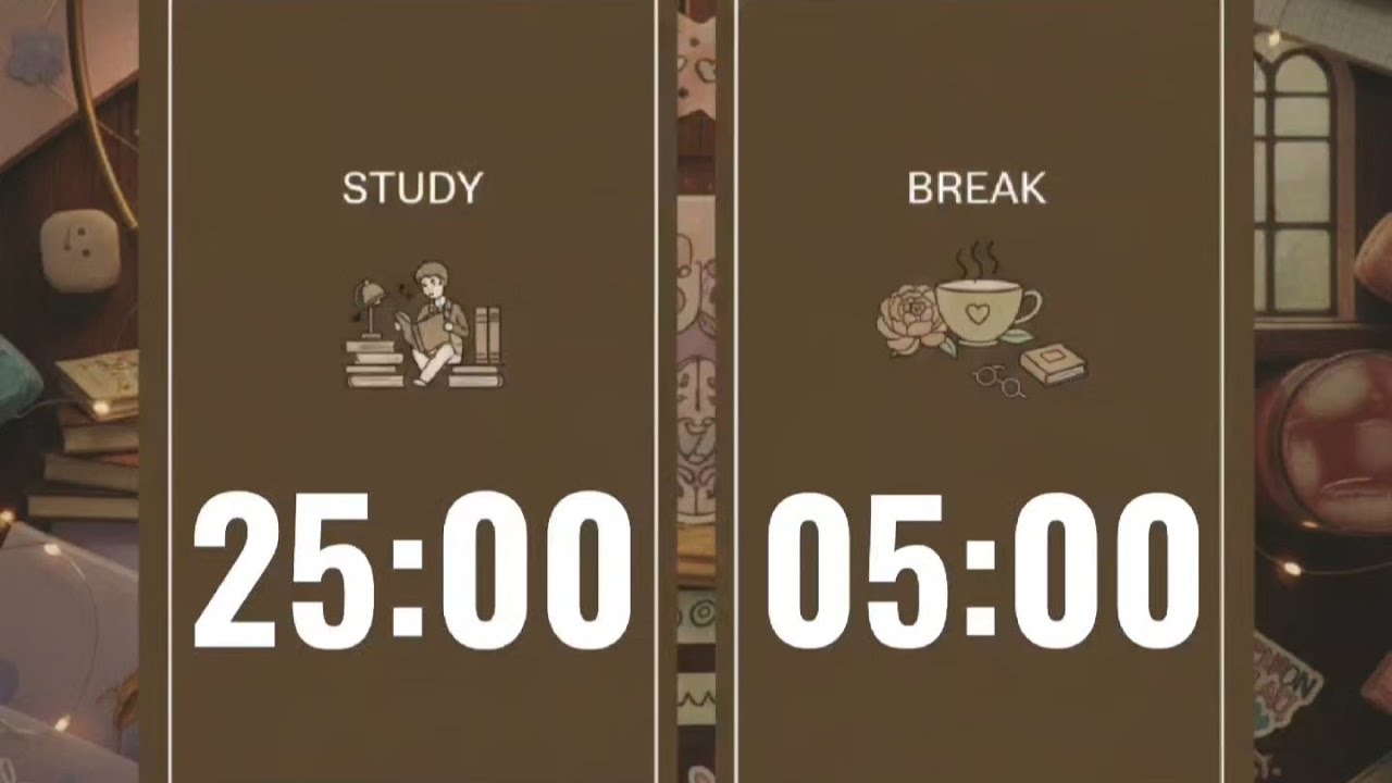 Study With Me 25/5 Pomodoro ☕ 4 Sessions | Alarm & No Music | 같이 공부해요 ...