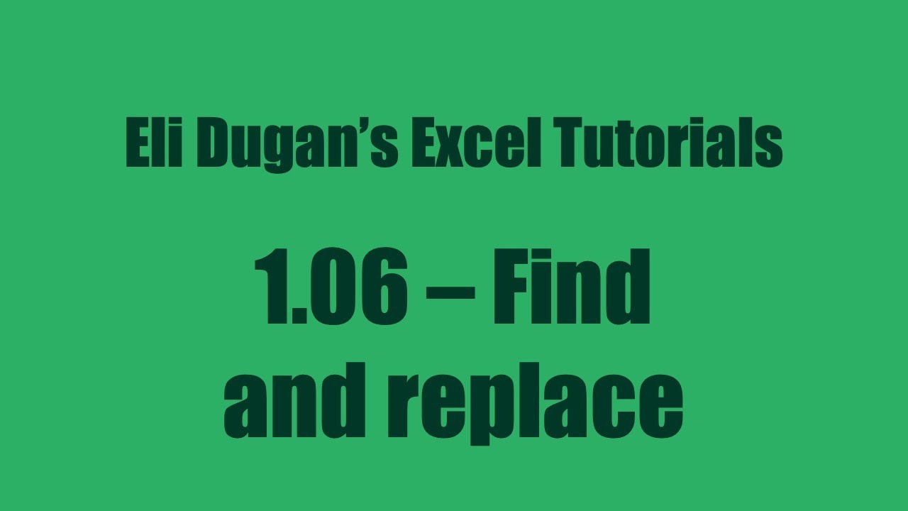 1.06 – Find and replace - YouTube