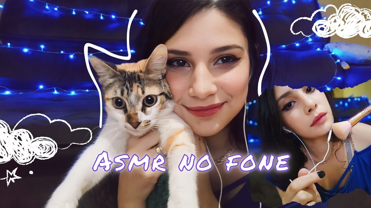 ASMR SONS DE BOCA NO MIC DO FONE | mouth sounds and camera brushing (caseirinho)