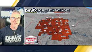 Friday AM 8/27 fastcast. Heating up even more, football forecast and what about rain?