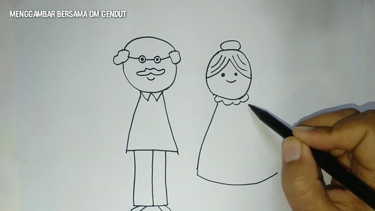 Cara Menggambar Kakek Nenek Dengan Sederhana How To Draw Grandpa And Grandma In Easy Way Youtube