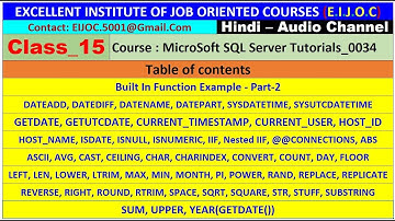 15_25.0105_MicroSoft SQL Server Tutorials_0034_Built In Function Example - P2, DATEADD, DATEDIFF