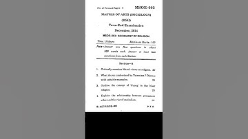 IGNOU MSOE 003 Question | December 2024 Exam #ignousociology #msoe003 #ignouquestion