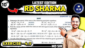 RD Sharma Class 10 Chapter 4 | Quadratic Equations | Exercise 4.5 Solutions