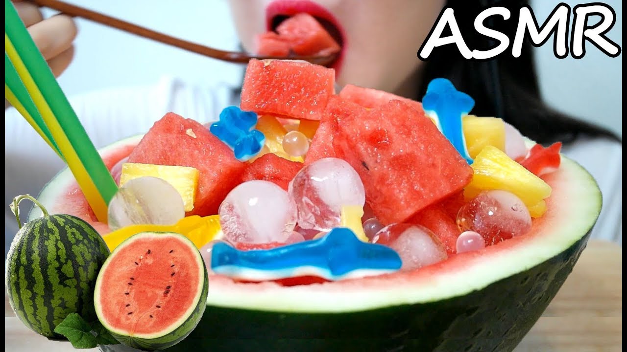 시원한 수박화채 리얼사운드 먹방 |Fruit Punch ASMR No Talking Real Sounds| ファチェ水果甜茶chè hoa quả