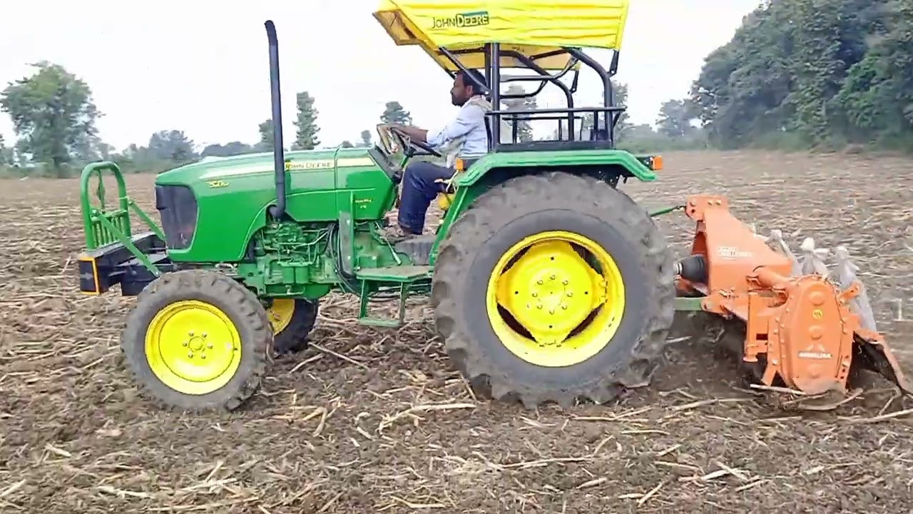 John Deere 5210🚜 with rotavator✌️