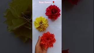 How to make paper rose flower easy paper flower ideas Home decoration #flowers #diy #Handmade 🌹
