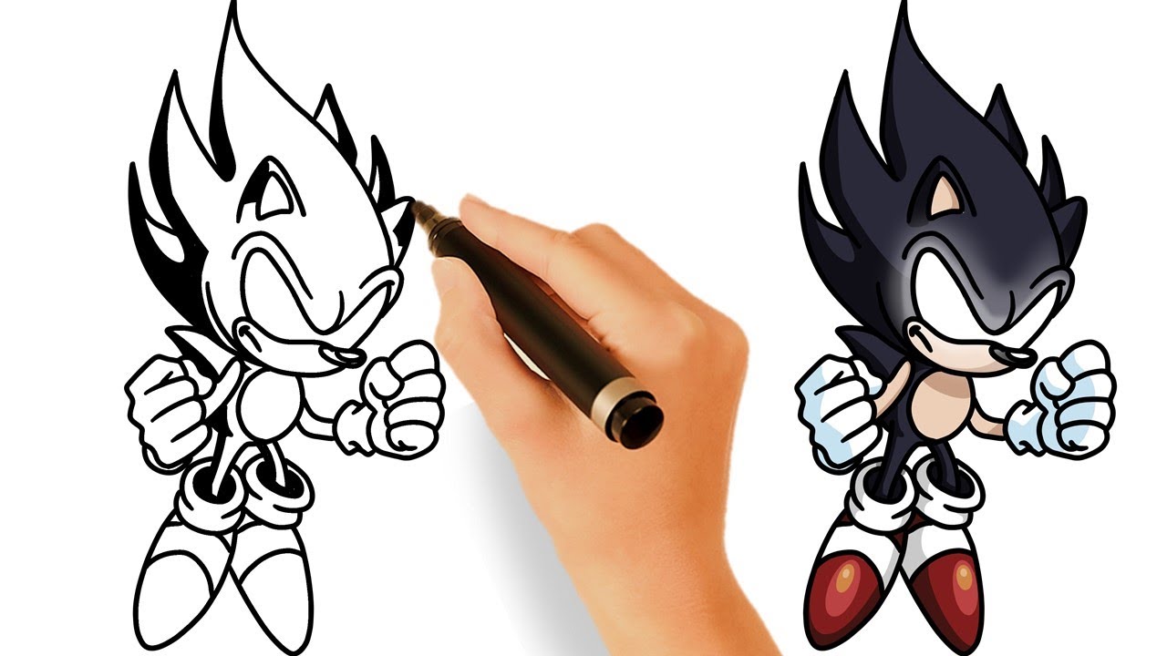 Como DESENHAR o DARK SUPER SONIC passo a passo - Como DIBUJAR a