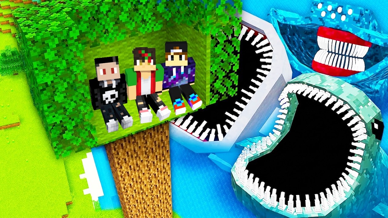 BUILD A TREEHOUSE TO SURVIVED FROM SEA MONSTER IN MINECRAFT