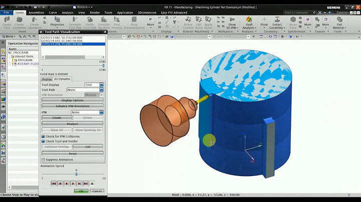 NX CAM Basic : How Machining Cylindrical Part  Using Mill Rotary Operation