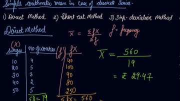 Simple  Arithemetic Mean in Case of Discrete Series | 11th Economics Measures of Central Tendency