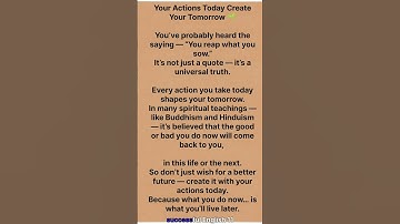 Your Actions Today Create Your Tomorrow | Powerful Life Lesson | Karma Motivation#lifelessons #usa