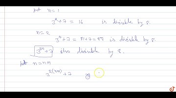 using Mathematical induction , prove that `3^(2n)+7` is divisible by 8.