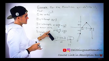 Finding the Vertex + Intercepts (as exact values) of a Quadratic Function