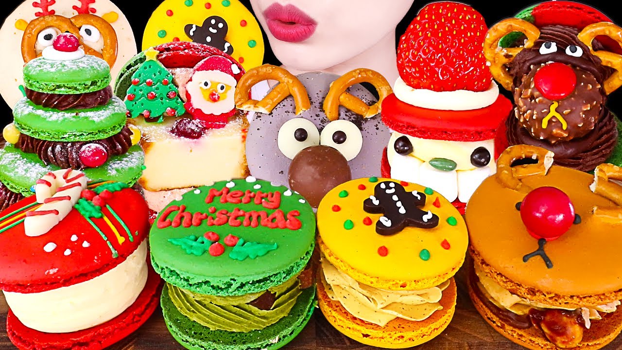 ASMR MUKBANG｜CHRISTMAS MACARON & CHOCOLATE 크리스마스 마카롱 & 초콜릿 EATING SOUNDS 디저트 먹방