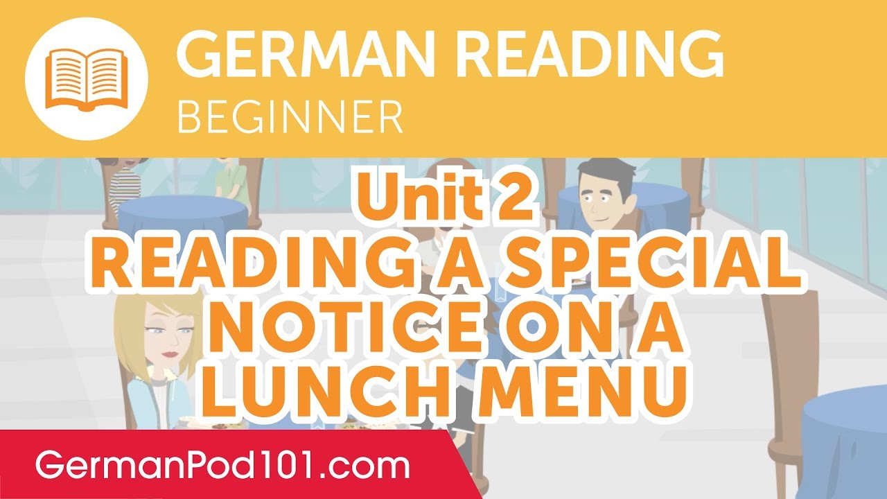 ⁣German Beginner Reading Practice - Reading a Special Notice on a Lunch Menu
