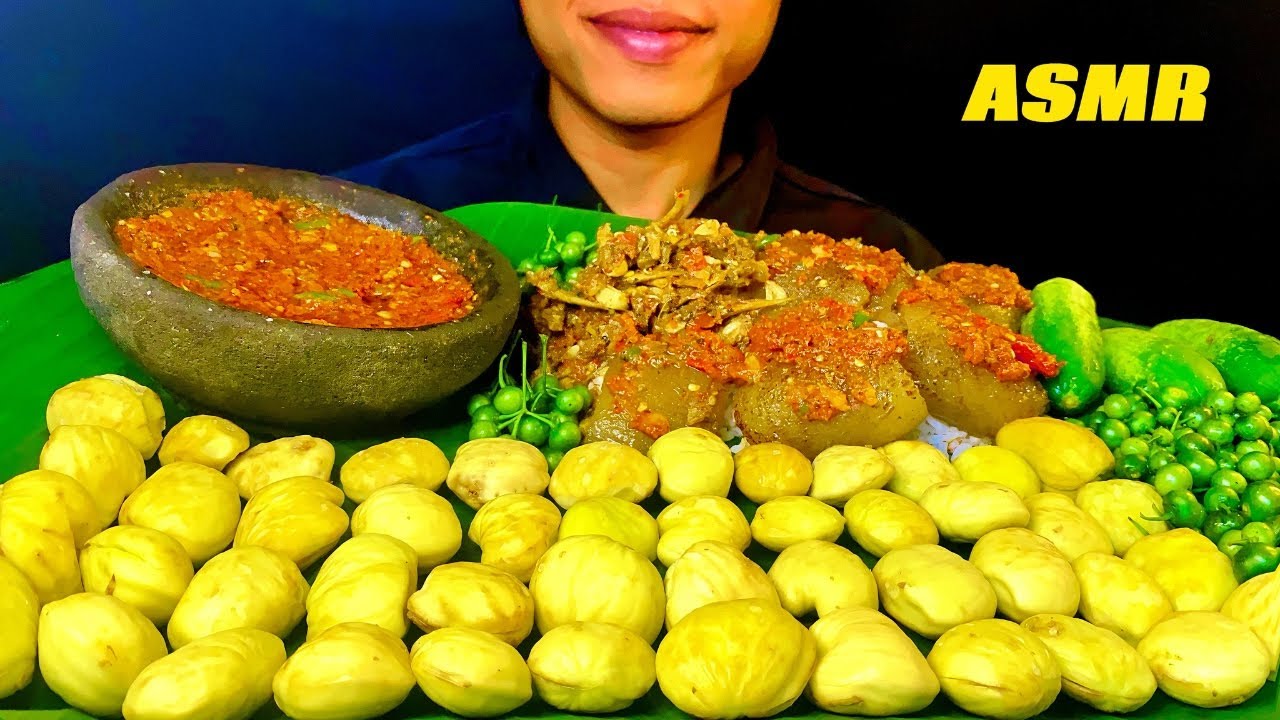 ASMR SPREAD OF RAW JENGKOL, BEEF MARROW, SPICY ANCHOVY SAMBAL| INDONESIAN MUKBANG