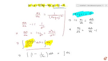 Solve the following initial value problems: `(x+y+1)^2dy=dx ,\\ y(-1)=0`