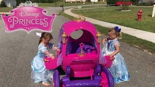 Disney Princess Carriage Ride On Toy Power Wheels Car Brooke and Azlynn Show