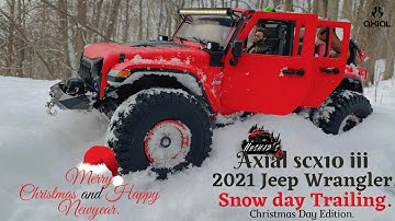 2020 Jeep Wrangler (Axial SCX10 iii) Snow day trailing.