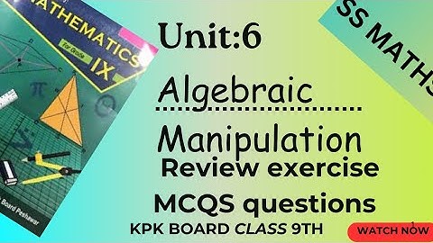 Kpk board class 9 math unit 6 review exercise 6 MCQS