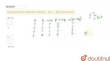 If p and q are two statements, then  ` p vv ~  ( p Rightarrow ~ q)`  is equivalent  to