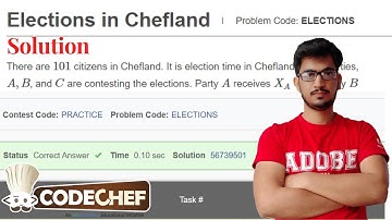 Elections in Chefland: CodeChef Starters 22 Division 3 (Rated)  »