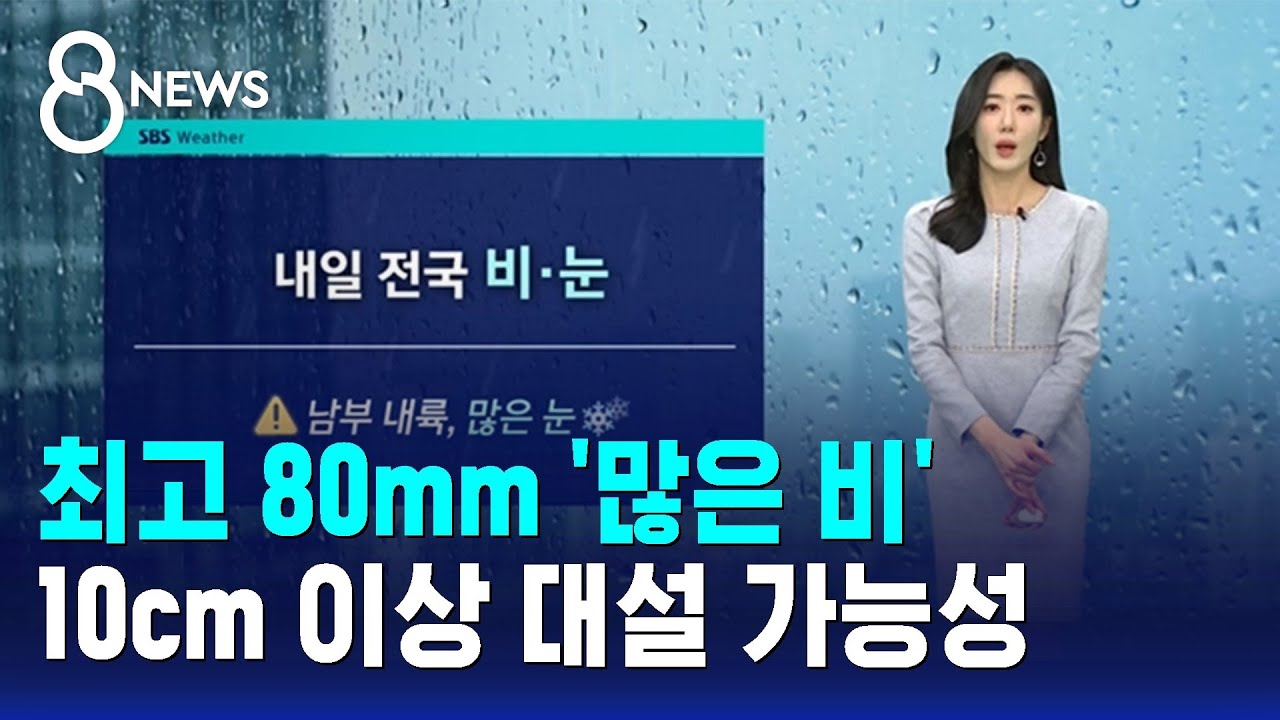 [날씨] 최고 80mm '많은 비'…10cm 이상 대설 가능성 / SBS 8뉴스