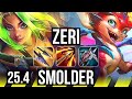 ZERI & Leona vs SMOLDER & Nautilus (ADC) | 11/4/10, Dominating | EUW Challenger | 25.4