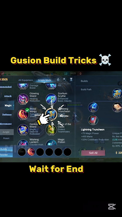 Gusion Build Tricks ☠️ Mobile legends #ml2b #mlbb #tutorial #gusion