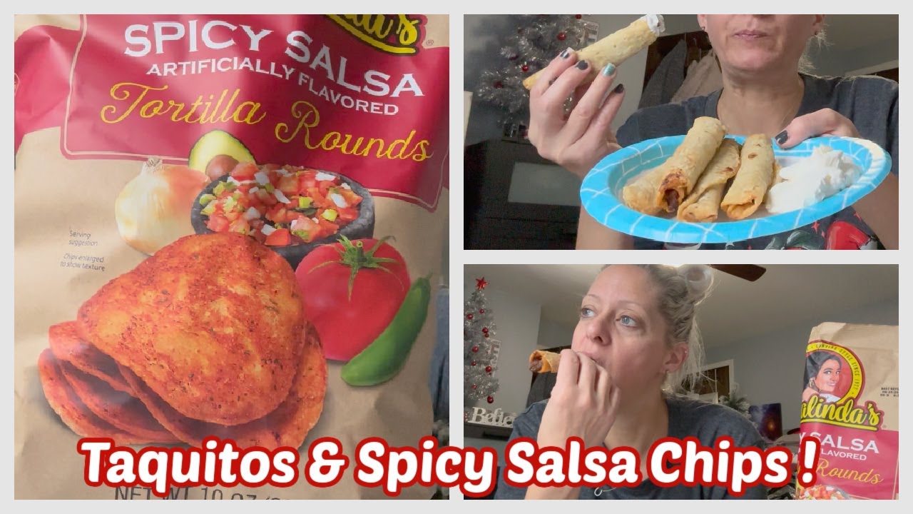 EATING TAQUITOS & SPICY SALSA TORTILLA CHIPS MUKBANG Angie's Life