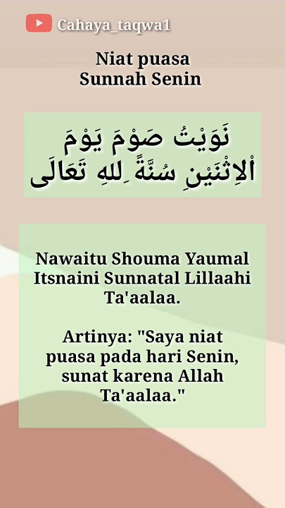 Niat puasa Sunnah senin