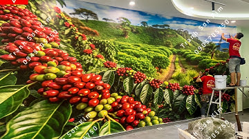 Mẫu Tranh Dán Tường Quán Cafe Sân Vườn Và Phòng Lạnh