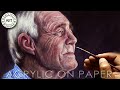 PAINTING A REALISTIC OLD MAN PORTRAIT IN ACRYLIC ON PAPER | FAIR SKIN TONE BY DEBOJYOTI BORUAH