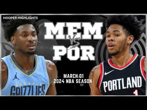 Memphis Grizzlies vs Portland Trail Blazers Full Game Highlights | Mar 1 | 2024 NBA Season