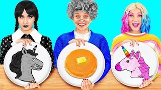 Wednesday vs Grandma Cooking Challenge Delicious Recipes by Fun Challenge