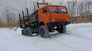 RC Камаз 4310 лесовоз на снежном бездорожье. RC Kamaz 1:18  snow off road action