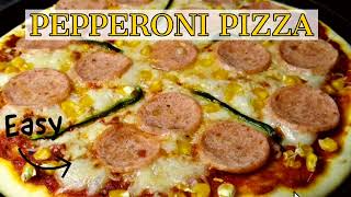 easy and cheesy homemade soft dough, Chicken pepperoni pizza 🍕iftar recipe. screenshot 5