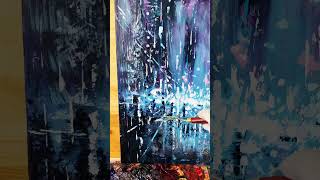 Me finishing my cyberpunk oil painting original.