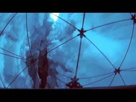 Drone flies in crevasse