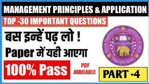 Management Principles & Application Important Questions Part -4 I Bcom Prog/Hnrs Sol Exams 2022 #sol