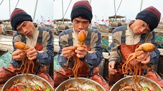 Fishermen eating seafood dinners are too delicious 666 help you stir-fry seafood Mukbang