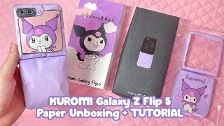 ☁paper diy☁ KUROMI Galaxy Z Flip 5 paper unboxing + TUTORIAL | ASMR | applefrog
