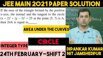 Jee Main 2021 Question & Solution Area Under the Curves| Area Under the Curves Jee Main 2021 PYQ.